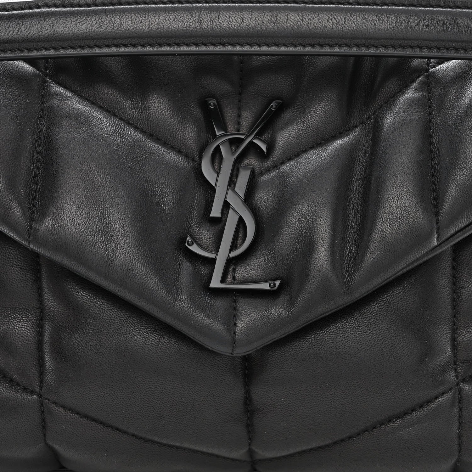 Saint Laurent Lambskin Quilted Monogram Monochrome Small Loulou Puffer Chain Satchel Black 8 of 10