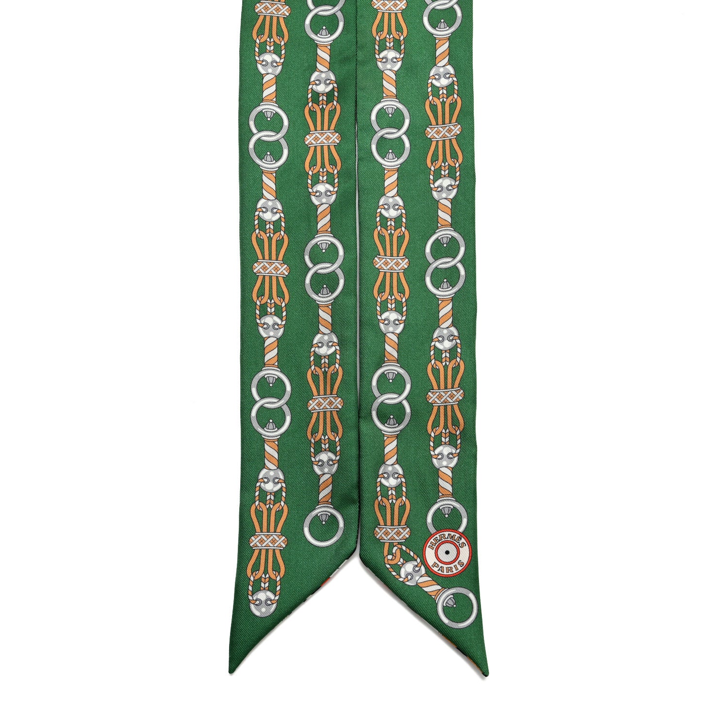 Hermes Silk Harnais En Rosace Twilly Vert Beige Vermillion 2 of 4