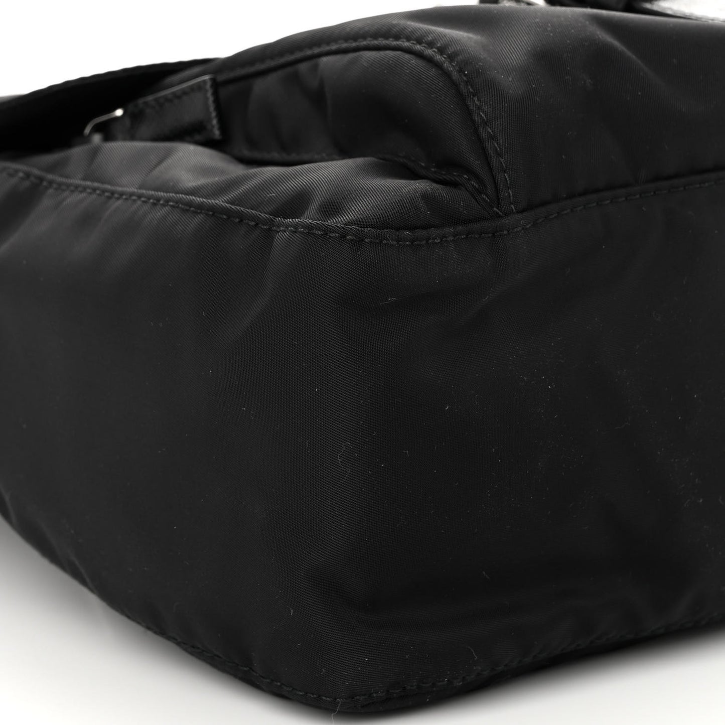 Re-Nylon Vela Saffiano Pocket Single Buckle Messenger Shoulder Bag Black