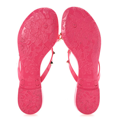 Valentino Garavani PVC Jelly Rockstud Bow Thong Sandals 38 Shadow Pink 6 of 10