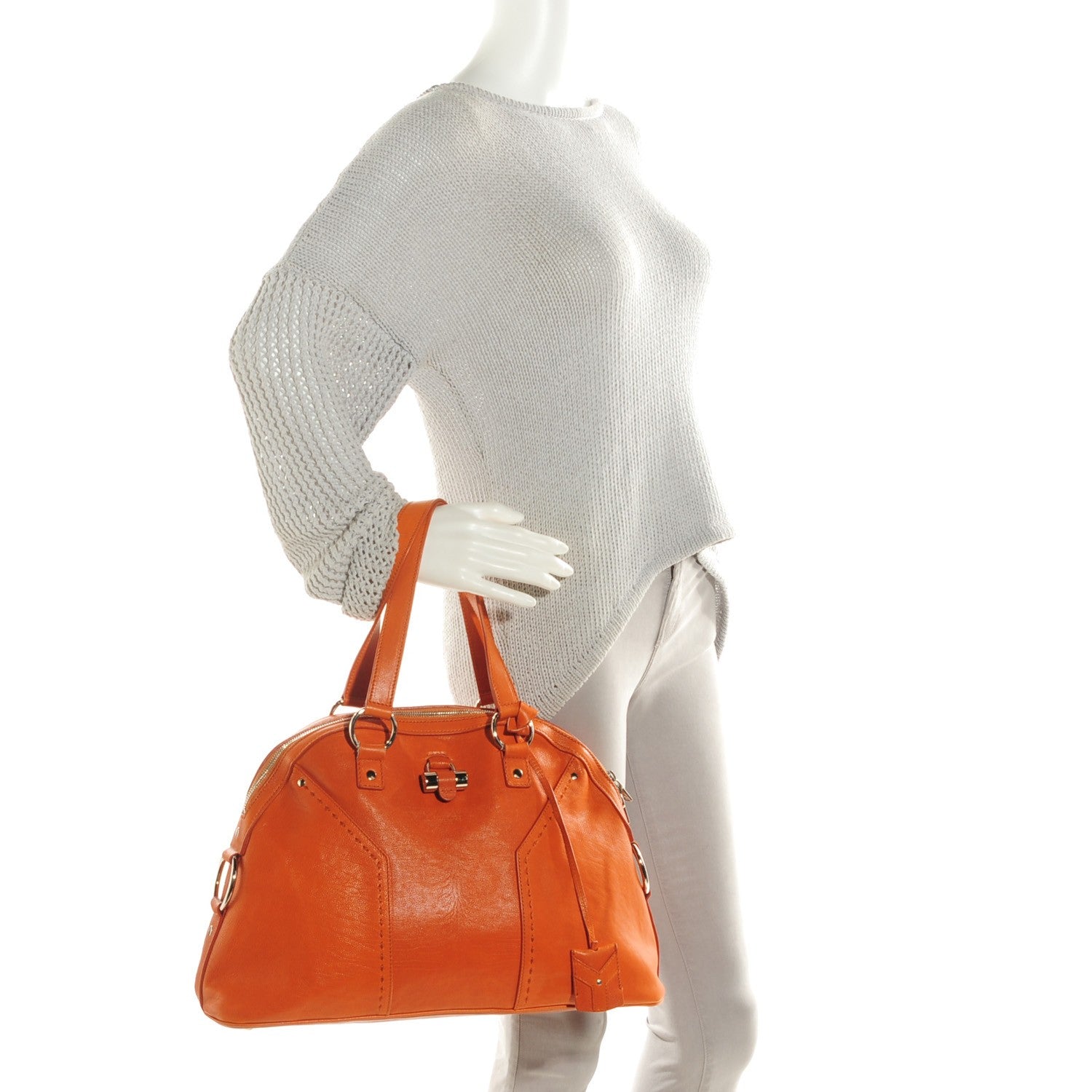 Saint Laurent Calfskin Large Muse Orange 2 of 9