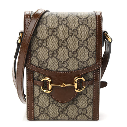 Gucci GG Supreme Monogram Mini Horsebit 1955 Crossbody Bag Beige Brown Sugar 1 of 10