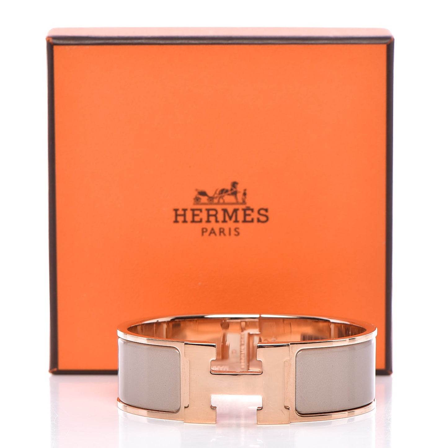 Enamel Wide Clic Clac H Bracelet GM Marron Glace