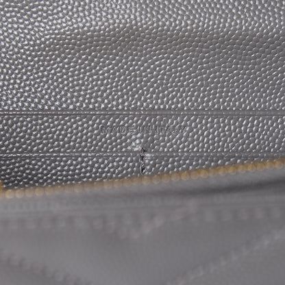 Saint Laurent Grain De Poudre Matelasse Chevron Monogram Flap Wallet Fog 7 of 11