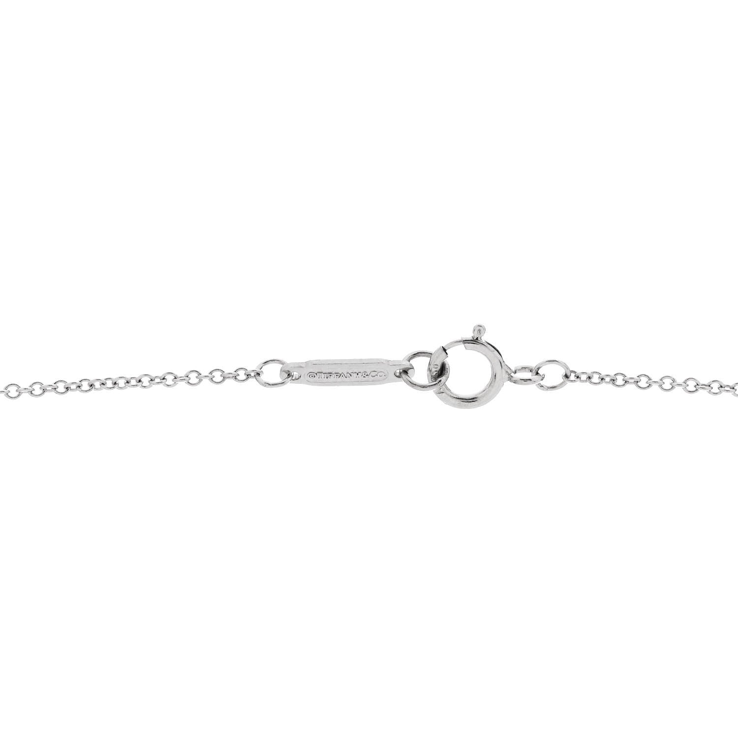 Tiffany 18K White Gold Diamond Medium Heart Key Pendant Necklace 5 of 7