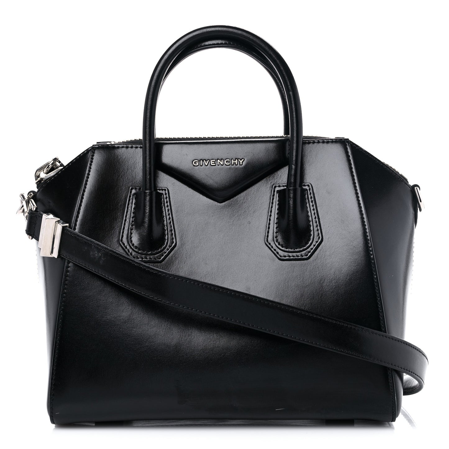 Shiny Lord Calfskin Small Antigona Black