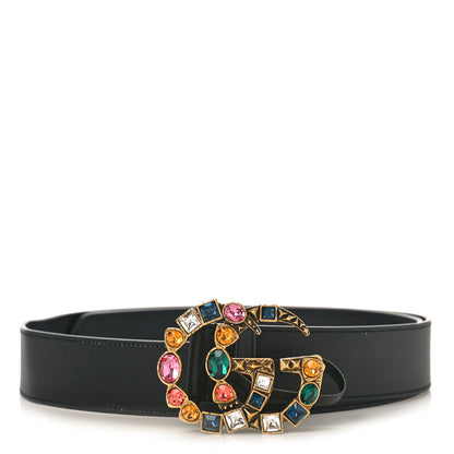 Gucci Calfskin Crystal Double G 40mm Belt 100 40 Black Multicolor 1 of 5