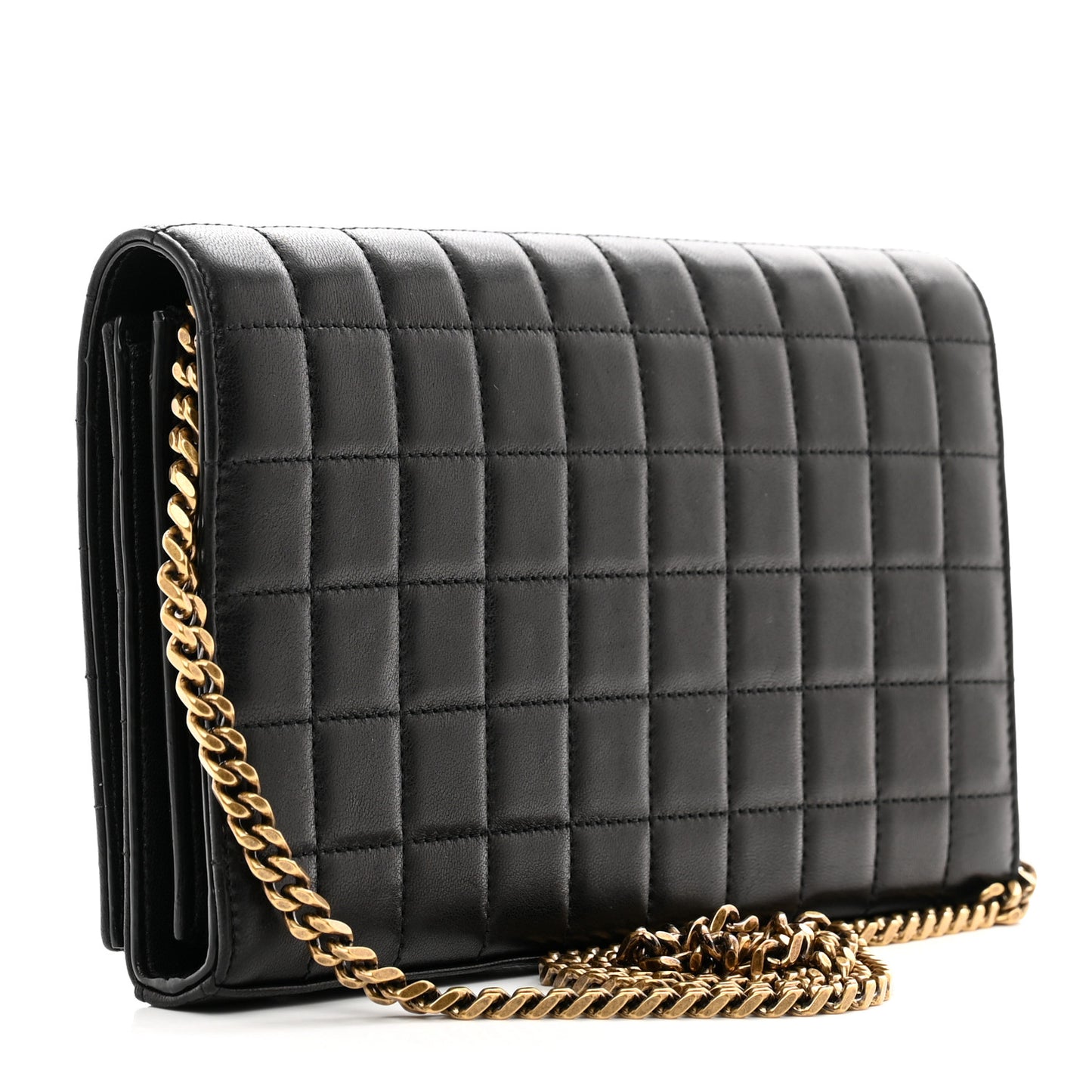 Lambskin Carre Quilted Cassandre Chain Wallet Black
