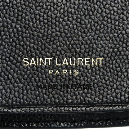 Saint Laurent Grain De Poudre Matelasse Cassandre Monogram Slim Key Case Black 6 of 7