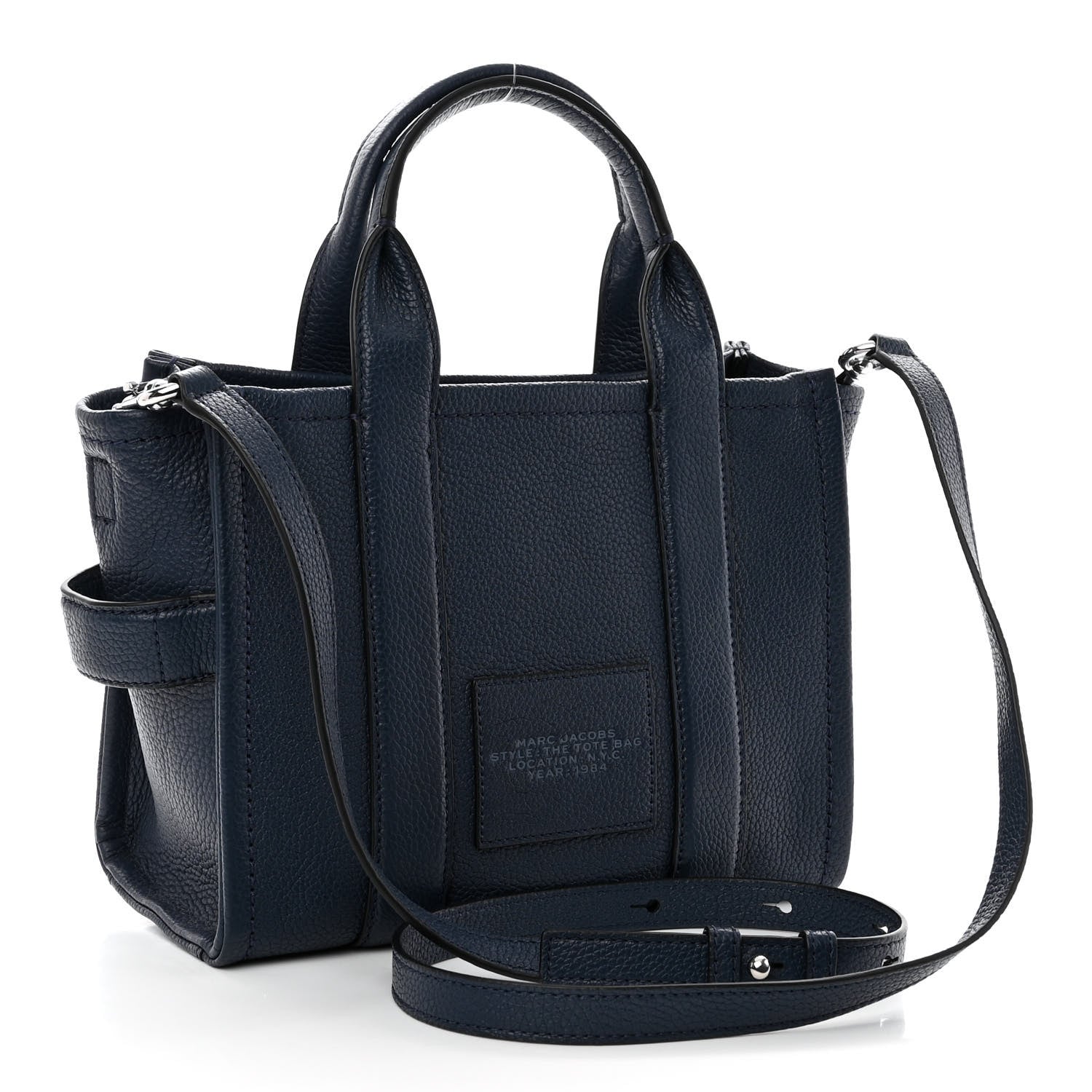 Marc Jacobs Grained Calfskin Small The Tote Bag Blue Sea 3 of 9