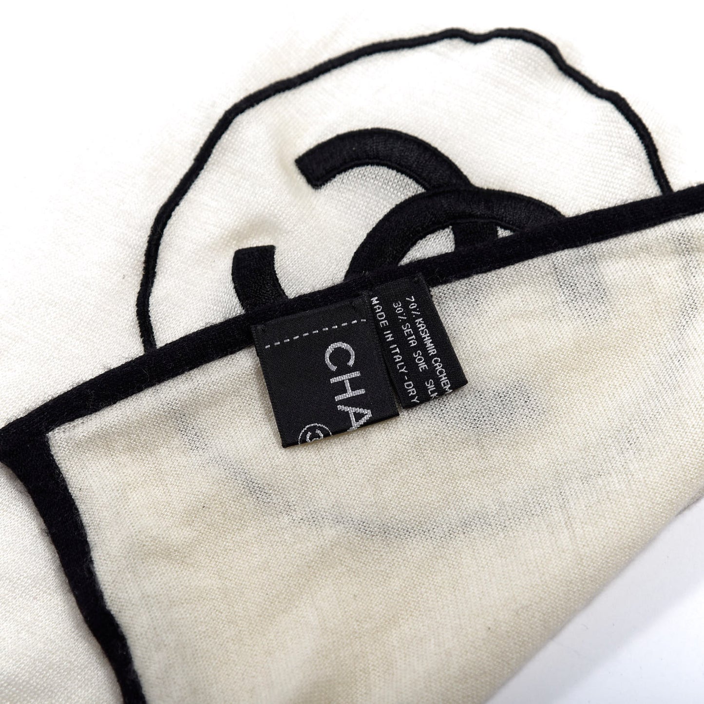 Cashmere Silk CC Scarf White Black