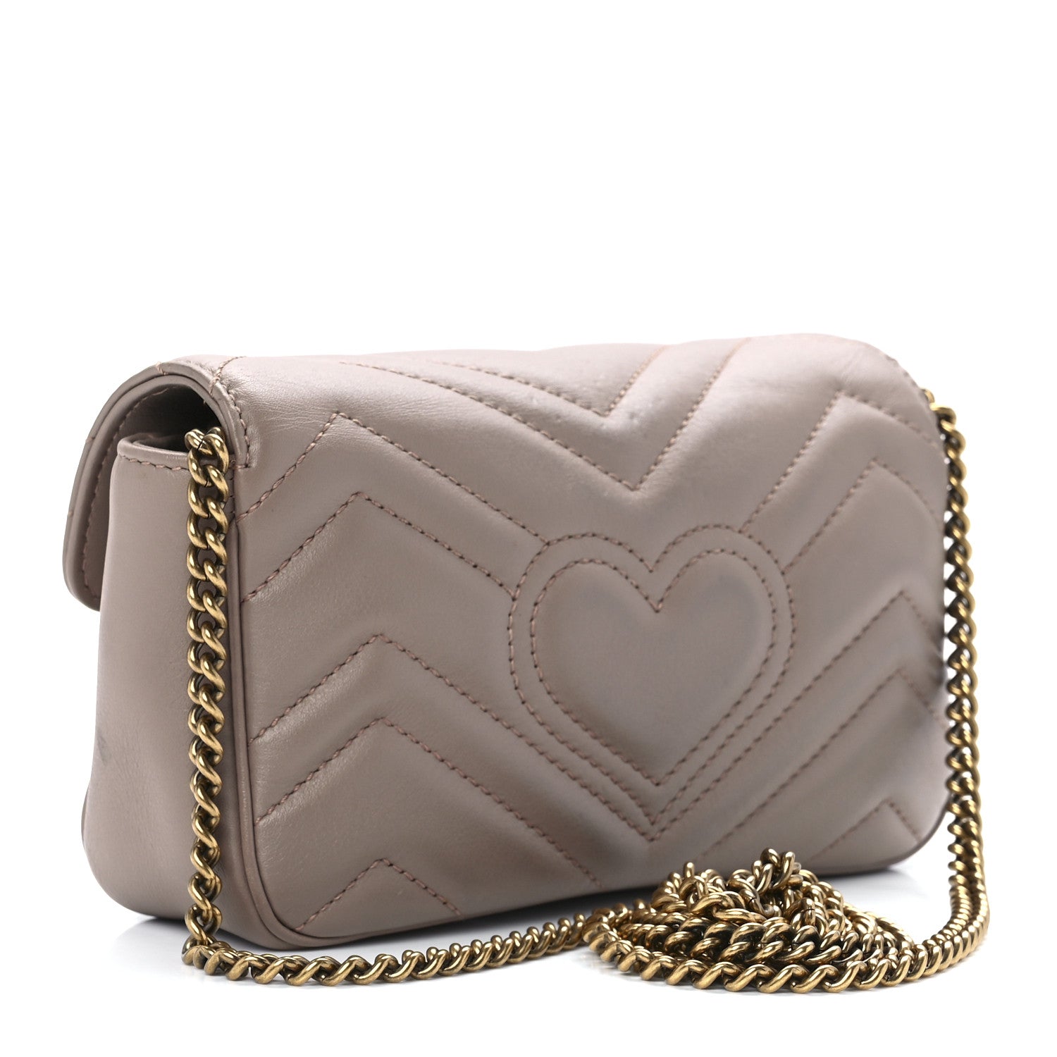 Gucci Calfskin Matelasse Super Mini GG Marmont Shoulder Bag Porcelain Rose 3 of 11