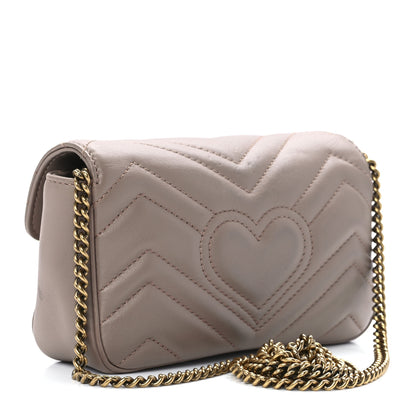 Gucci Calfskin Matelasse Super Mini GG Marmont Shoulder Bag Porcelain Rose 3 of 11