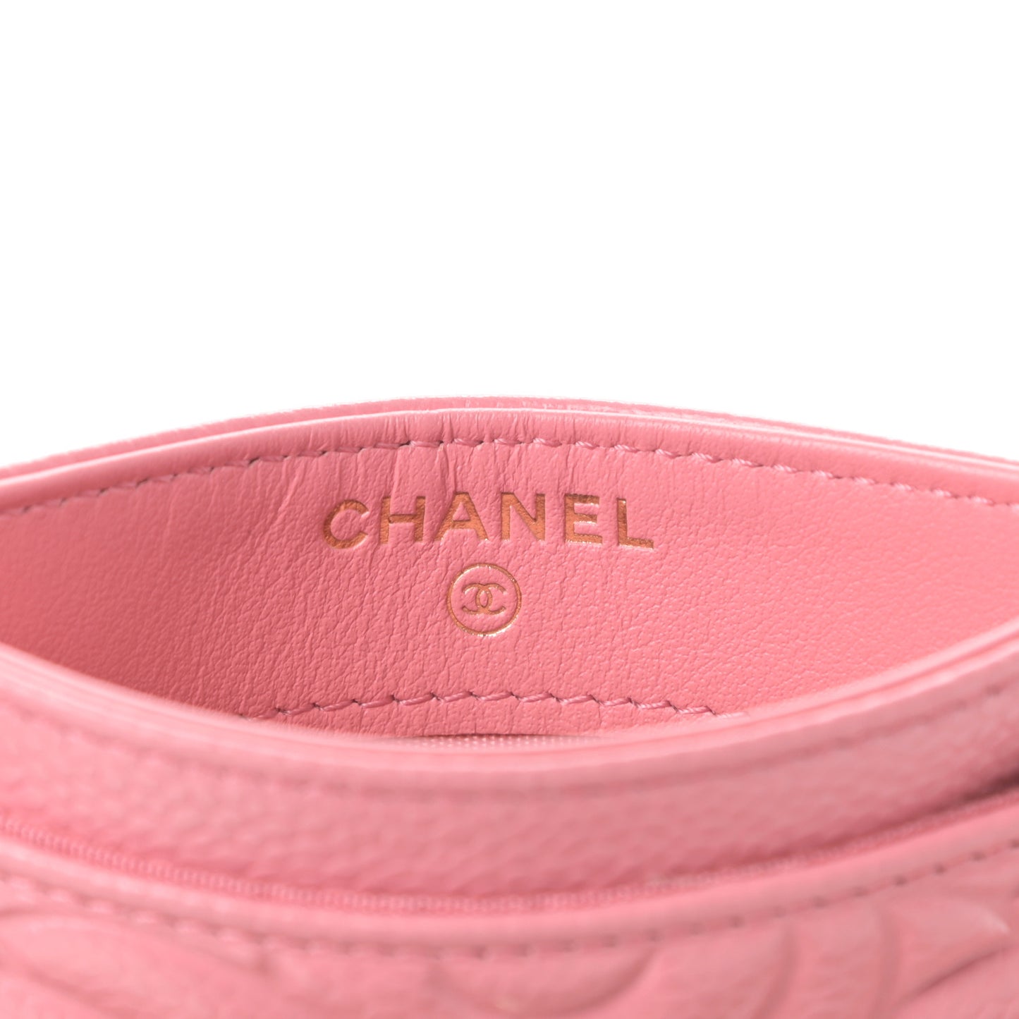 Caviar Camellia Embossed Card Holder Pink