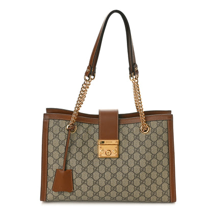 Gucci GG Supreme Monogram Medium Padlock Tote Beige Cuir 1 of 13