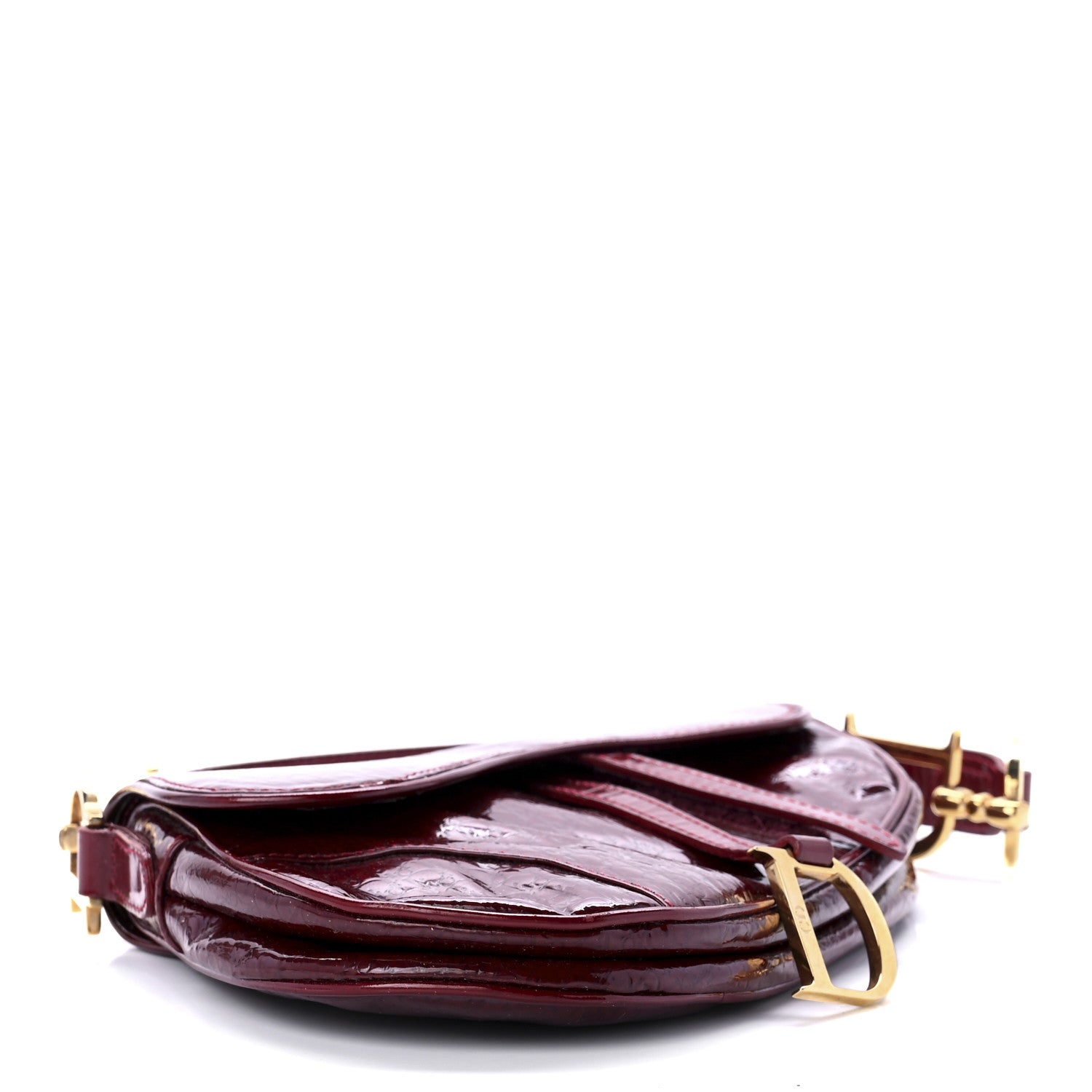 Christian Dior Patent Diorissimo Saddle Bag Dark Red 3 of 10