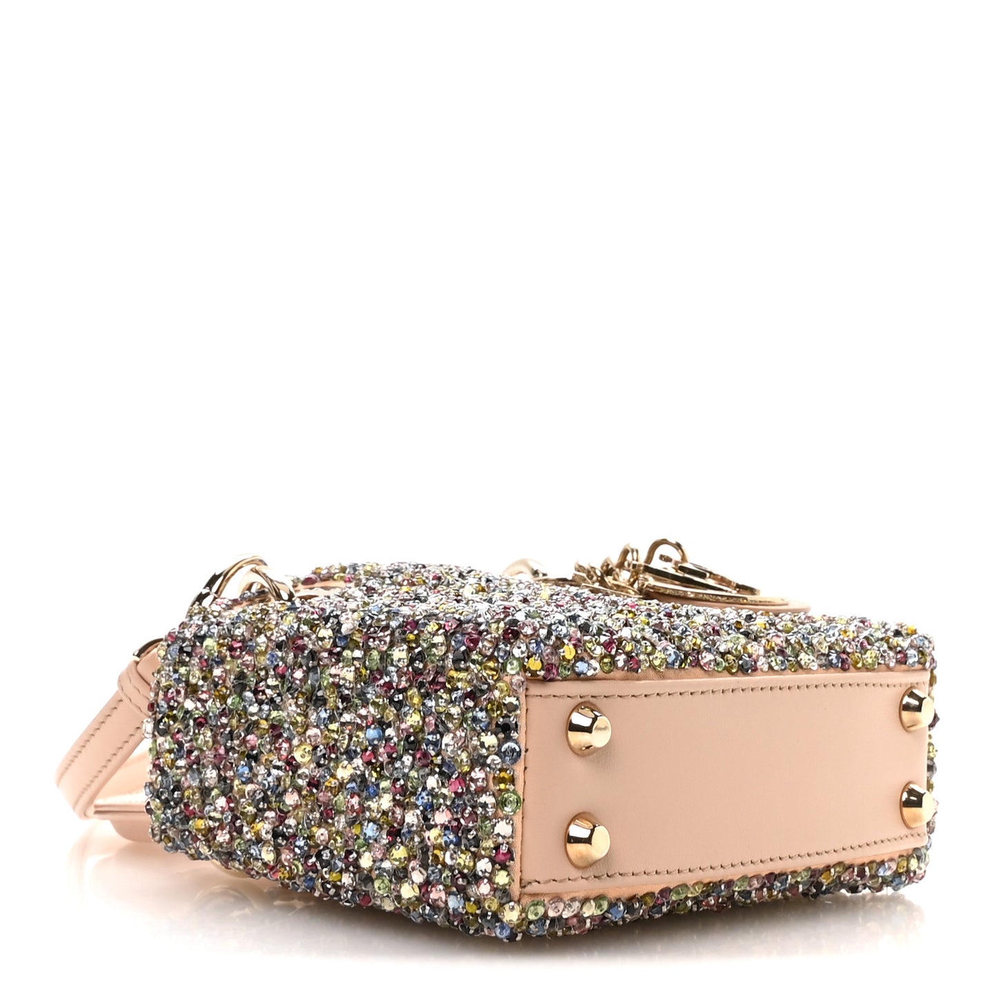 Satin Crystal Beaded Embroidered Micro Lady Dior Multicolor