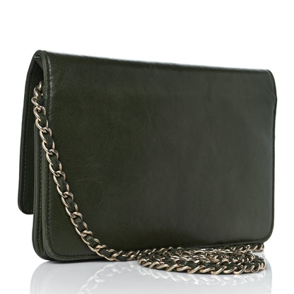 Chanel Lambskin Timeless CC Wallet On Chain WOC Khaki 2 of 9
