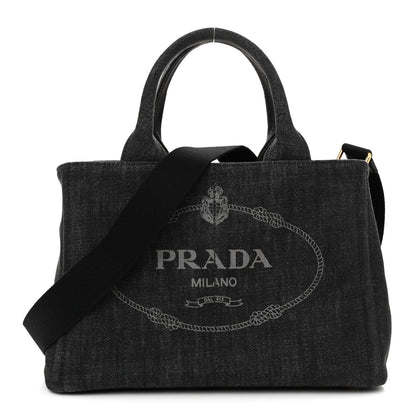 Prada Denim Small Logo Tote Black 1 of 13