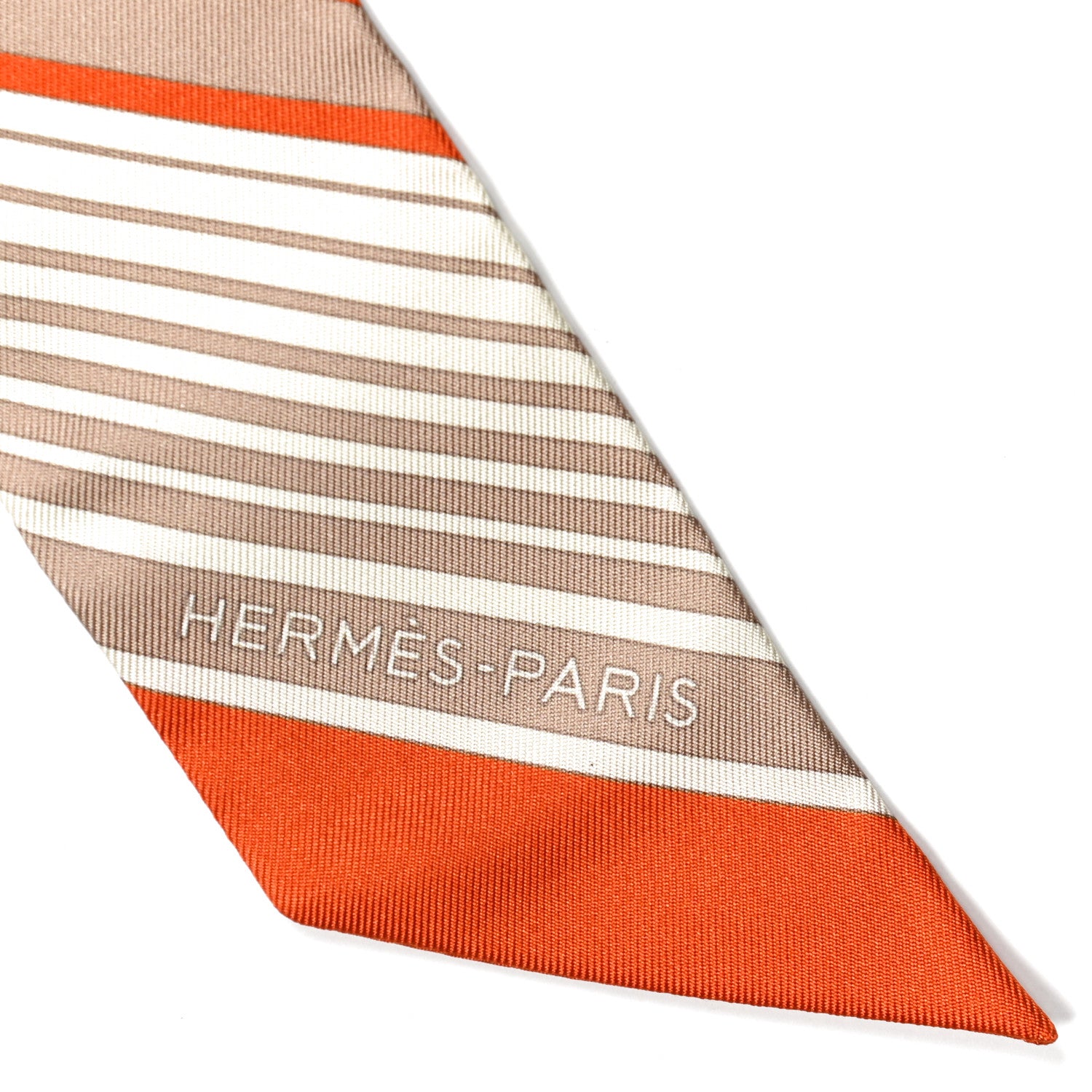 Hermes Silk Ex-Libris Twilly Creme Orange Beige 2 of 5
