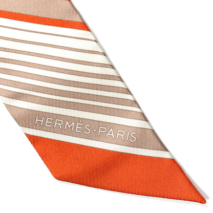 Hermes Silk Ex-Libris Twilly Creme Orange Beige 2 of 5