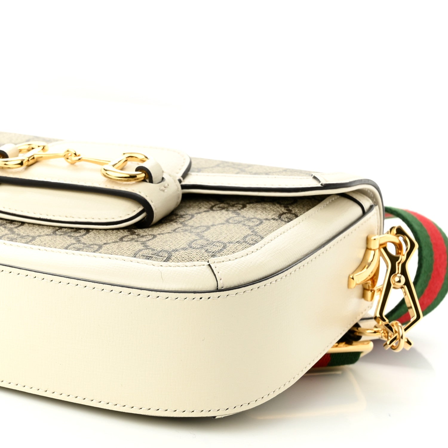 Gucci GG Supreme Monogram Web Mini Horsebit 1955 Shoulder Bag Beige Mystic White 12 of 13