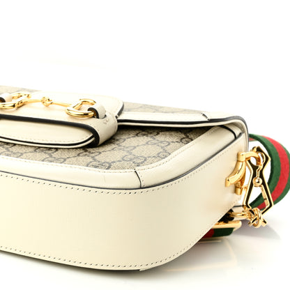 Gucci GG Supreme Monogram Web Mini Horsebit 1955 Shoulder Bag Beige Mystic White 12 of 13