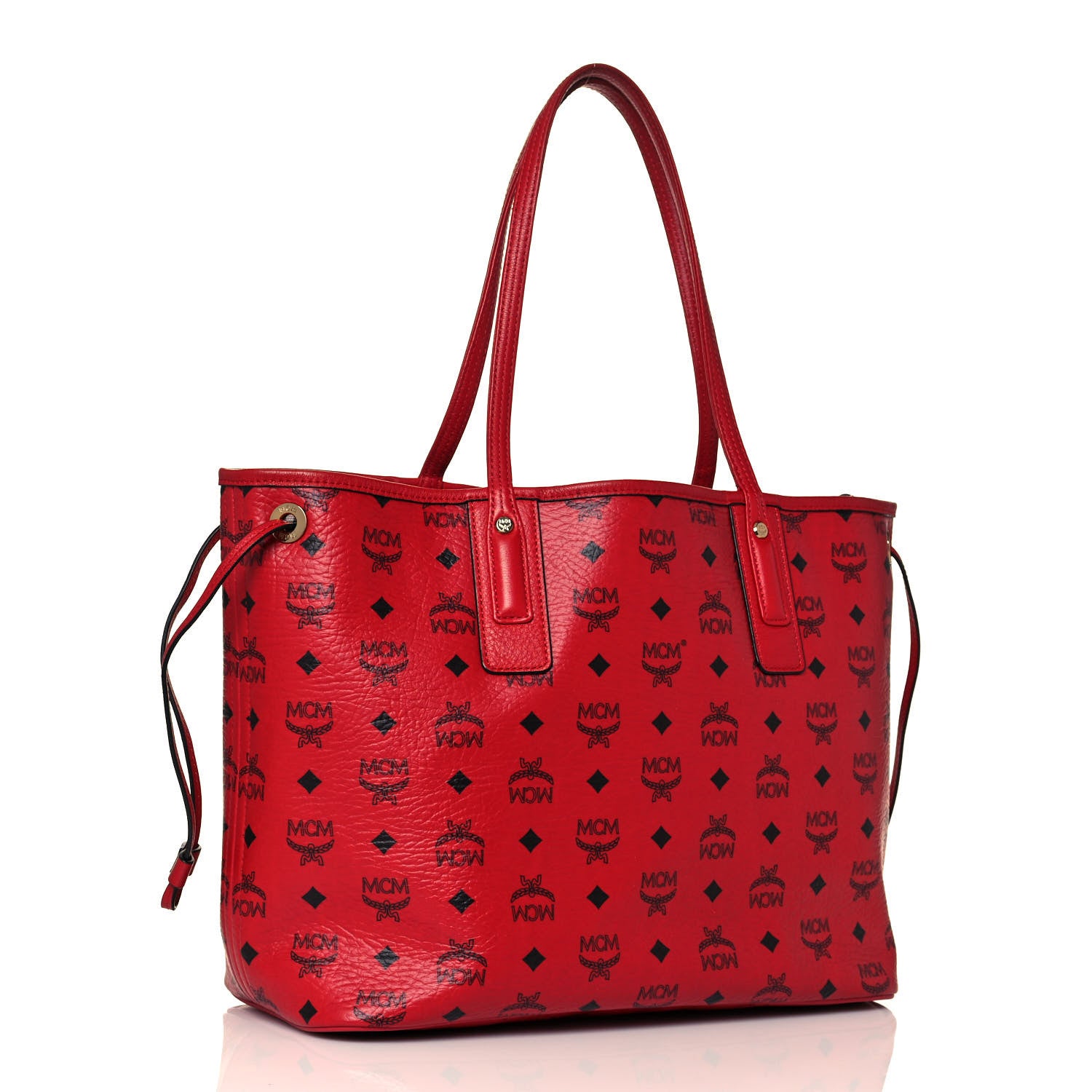 MCM Visetos Medium Liz Reversible Shopper Tote Ruby Red 3 of 23