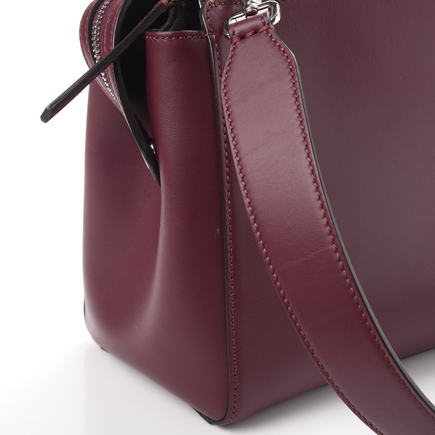 Fendi Vitello Baltico Dolce Shiny Nappa Lace Up DotCom Satchel Bordeaux 12 of 14