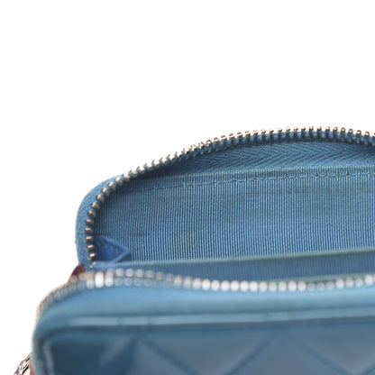 Chanel Patent Calfskin Quilted Zip Coin Purse Blue 10 of 11