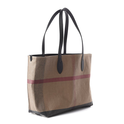 Burberry Coated Canvas Mega Check Medium Doodle Tote Black 3 of 9