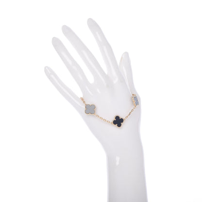Van Cleef & Arpels 18K Yellow Gold Black Onyx 5 Motifs Vintage Alhambra Bracelet 2 of 7