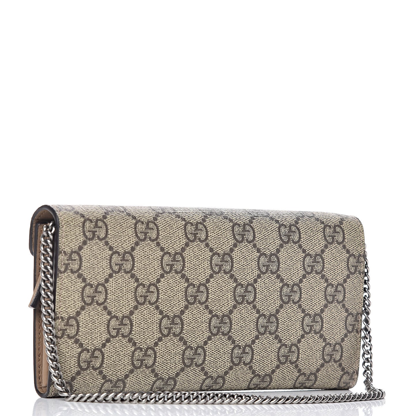 GG Supreme Monogram Dionysus Chain Clutch Wallet Beige Taupe