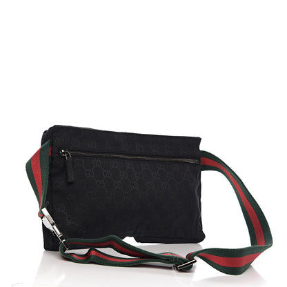 Gucci GG Monogram Web Double Pocket Belt Bag Black 2 of 9