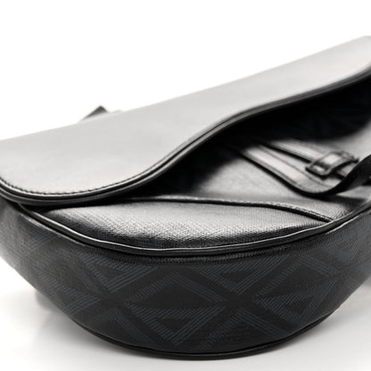 Christian Dior Coated Canvas CD Diamond Printed Mens Saddle Bag Black 9 of 10