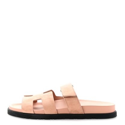 Hermes Suede Goatskin Womens Chypre Sandals 39 Nude 1 of 10