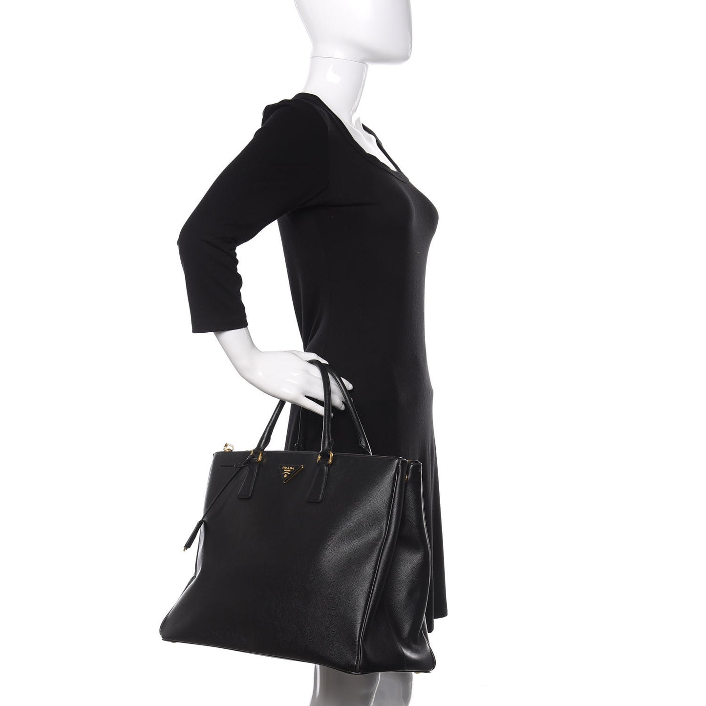 Saffiano Lux Extra Large Galleria Double Zip Tote Black
