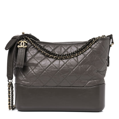 Chanel Aged Calfskin Quilted Medium Gabrielle Hobo Grey 1 of 15