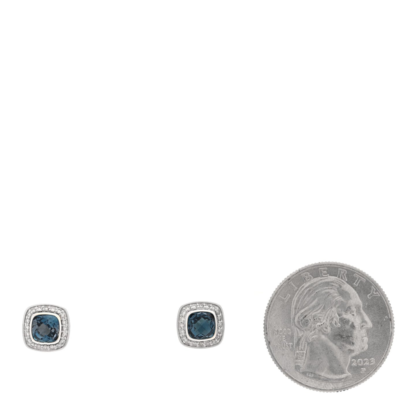Sterling Silver Diamond Blue Topaz 5mm Petite Albion Earrings
