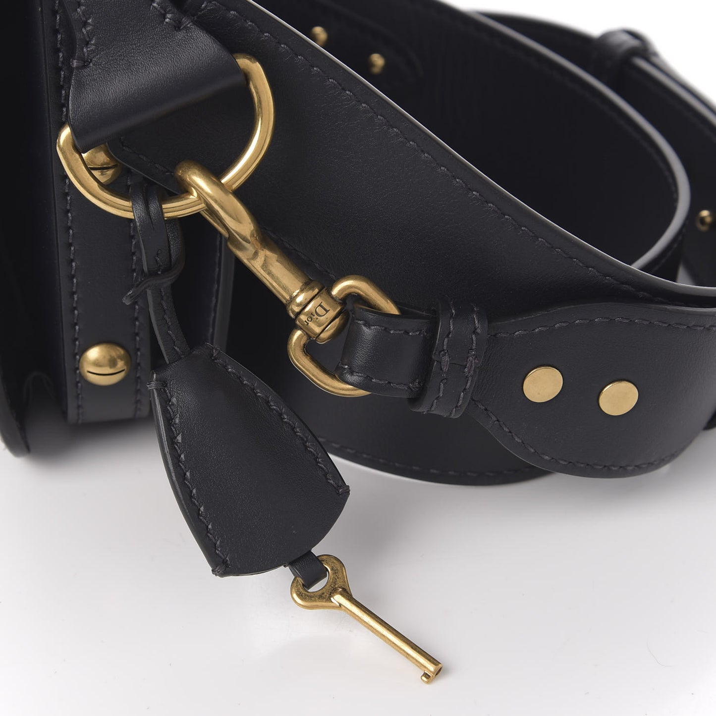 Calfskin Studded Square Dioraddict Flap Black