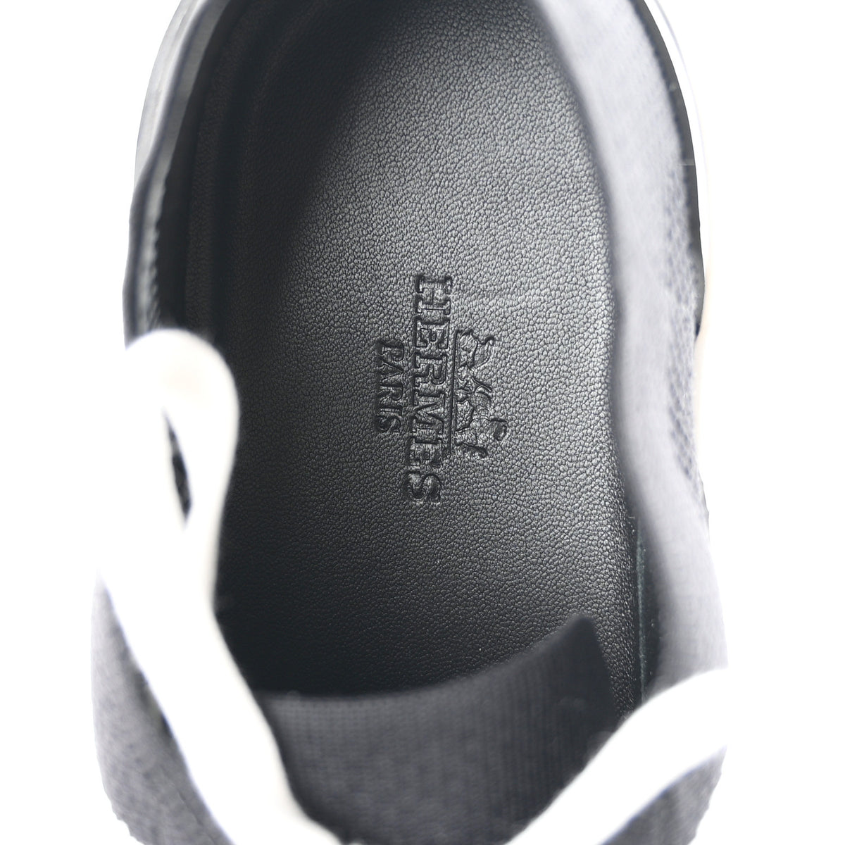 Hermes Knit Fabric Calfskin Deep Sneakers 36.5 Black White 8 of 9