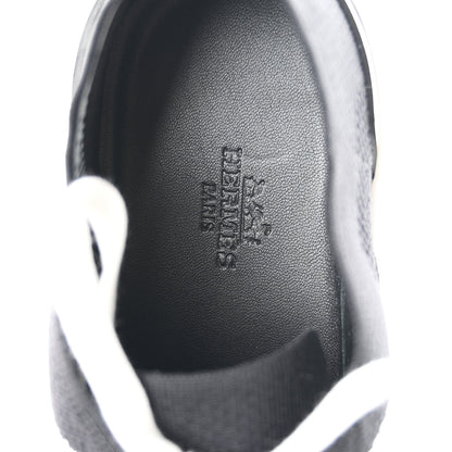 Hermes Knit Fabric Calfskin Deep Sneakers 36.5 Black White 8 of 9
