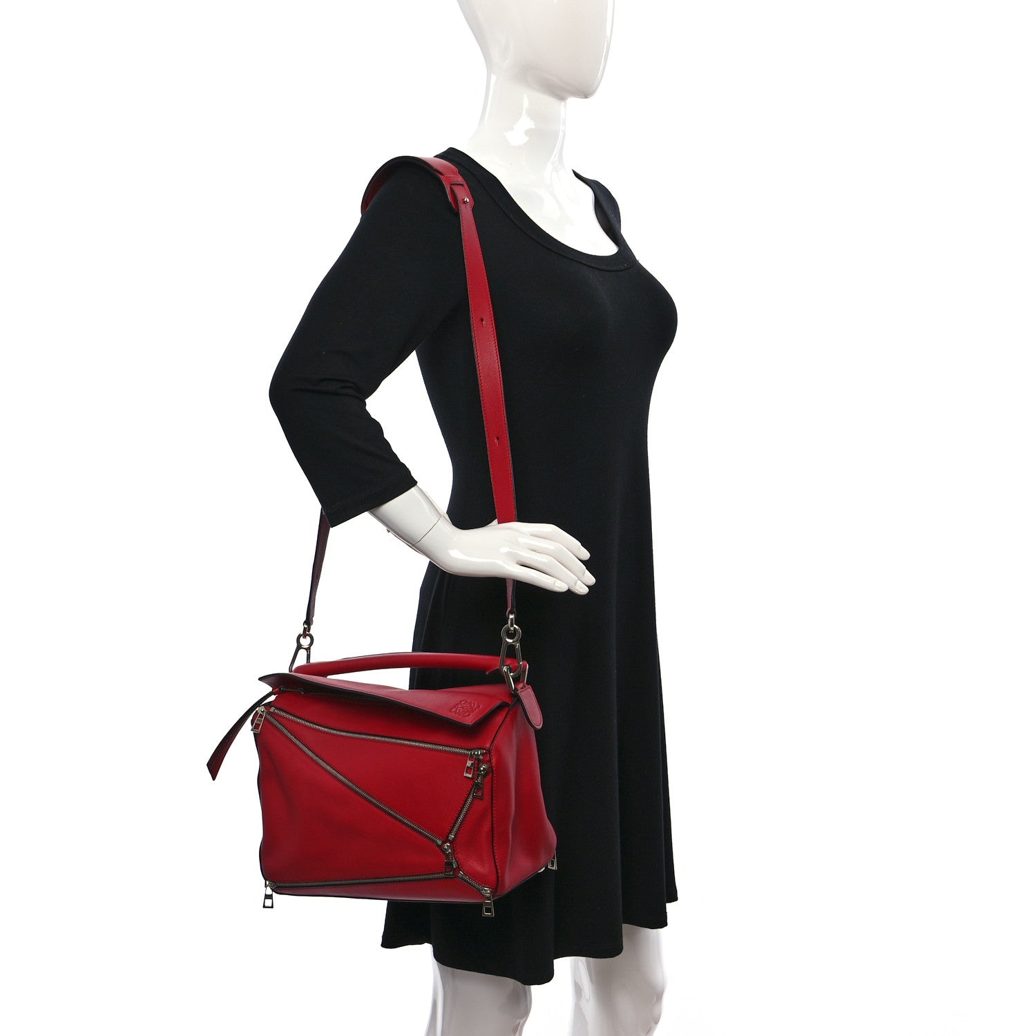 Loewe Calfskin Zipper Puzzle Bag Red 2 of 8