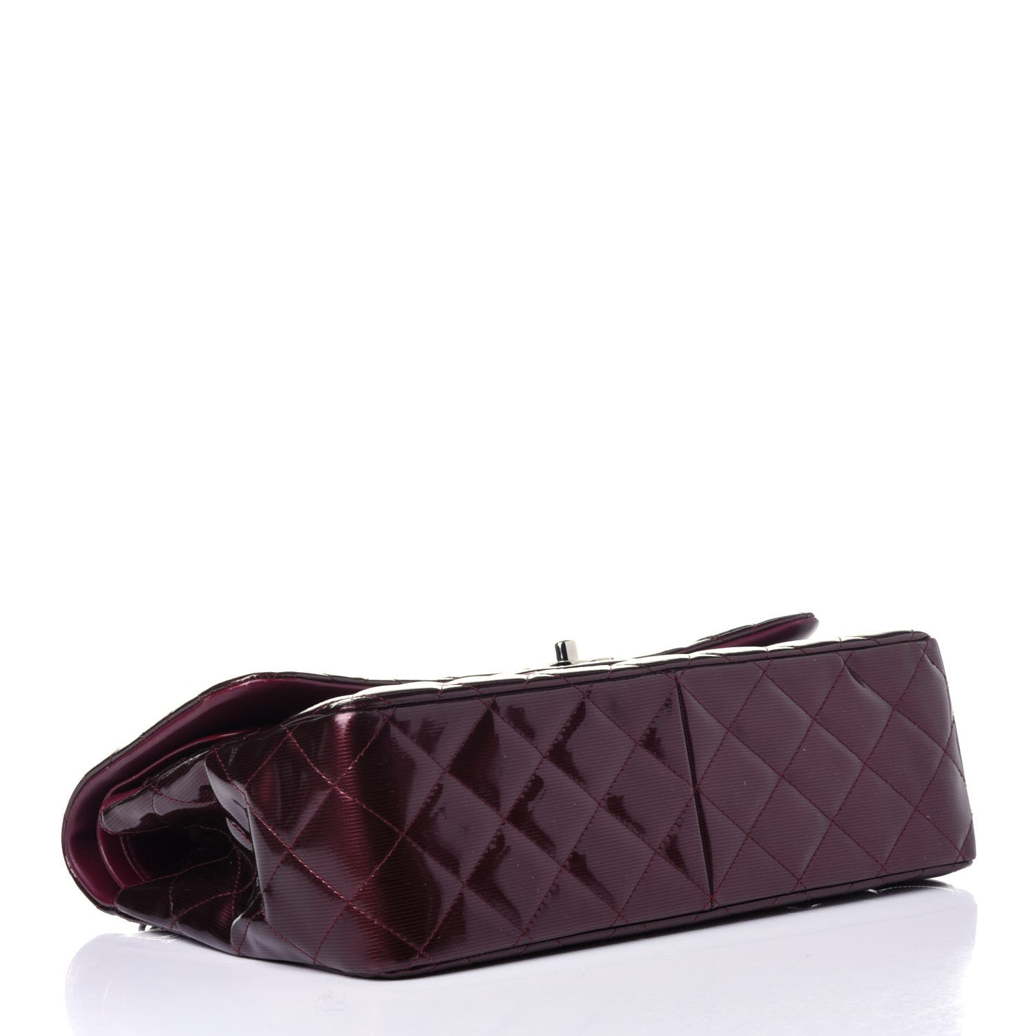 Chanel Striated Patent Quilted Jumbo Double Flap Burgundy 4 of 10