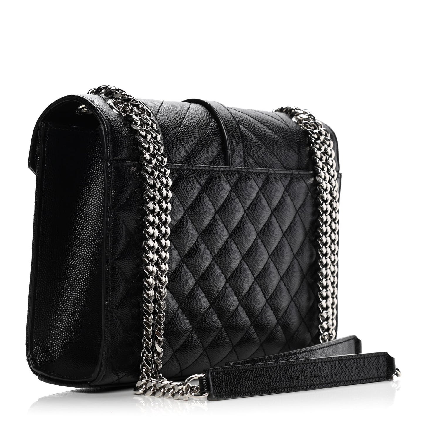 Grain De Poudre Textured Mixed Matelasse Triquilt Medium Monogram Satchel Black
