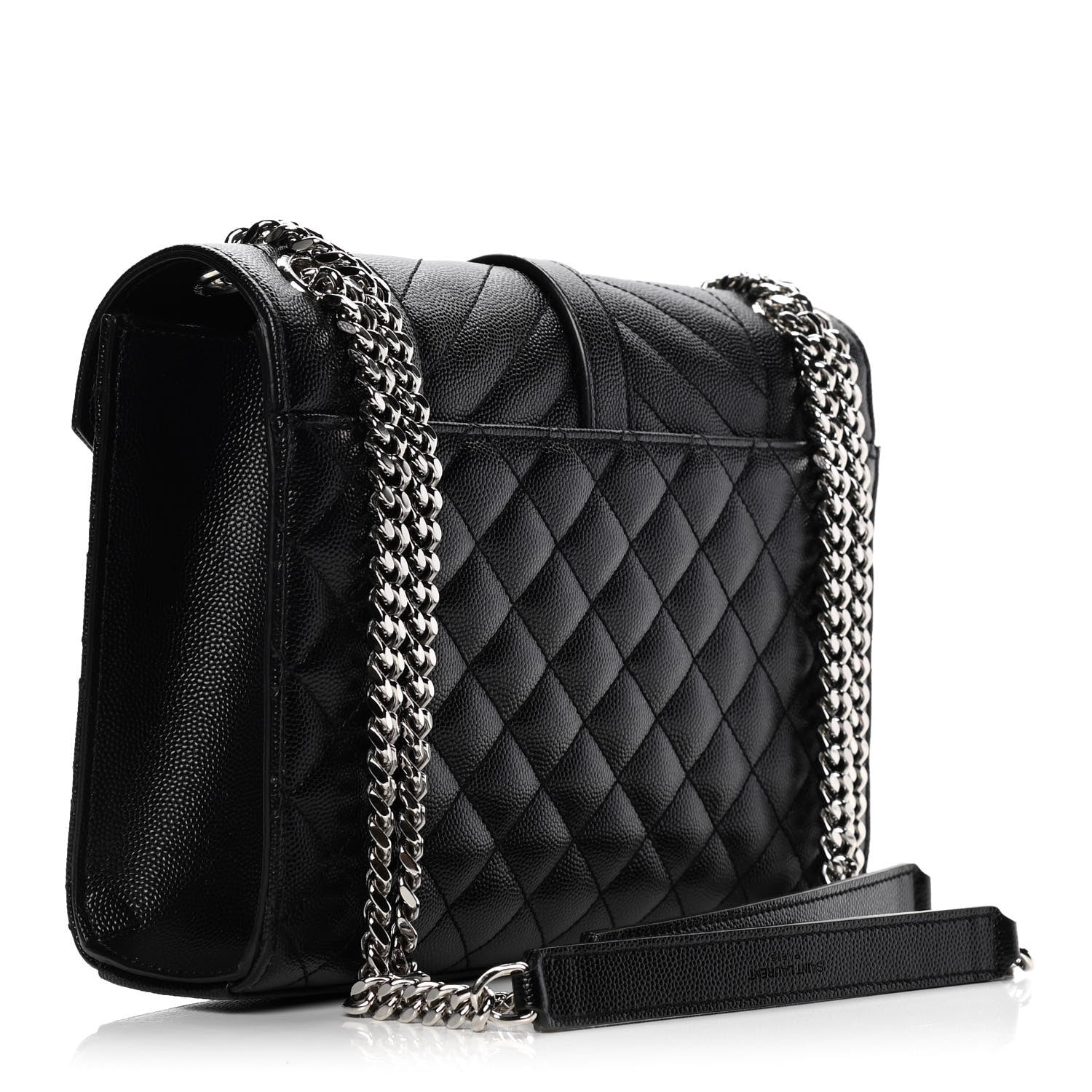 Saint Laurent Grain De Poudre Textured Mixed Matelasse Triquilt Medium Monogram Satchel Black 3 of 11