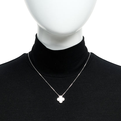Van Cleef & Arpels 18K White Gold Mother of Pearl Vintage Alhambra Pendant Necklace 2 of 5