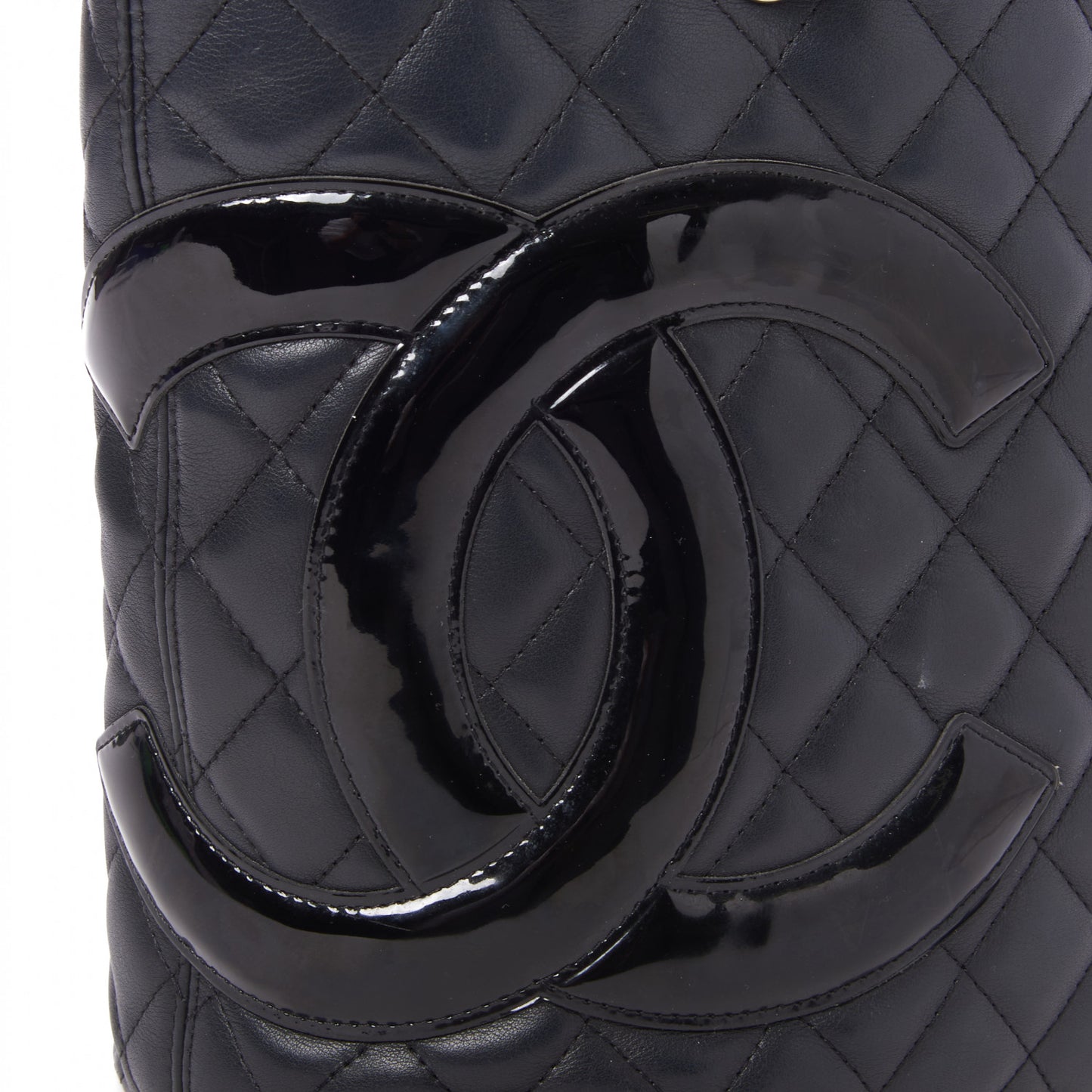 Calfskin Quilted Medium Cambon Tote Black
