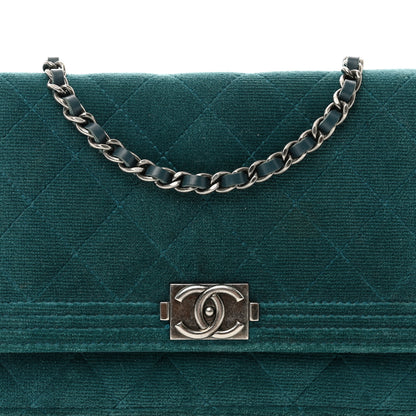 Chanel Velvet Quilted Boy Wallet On Chain WOC Teal 5 of 12