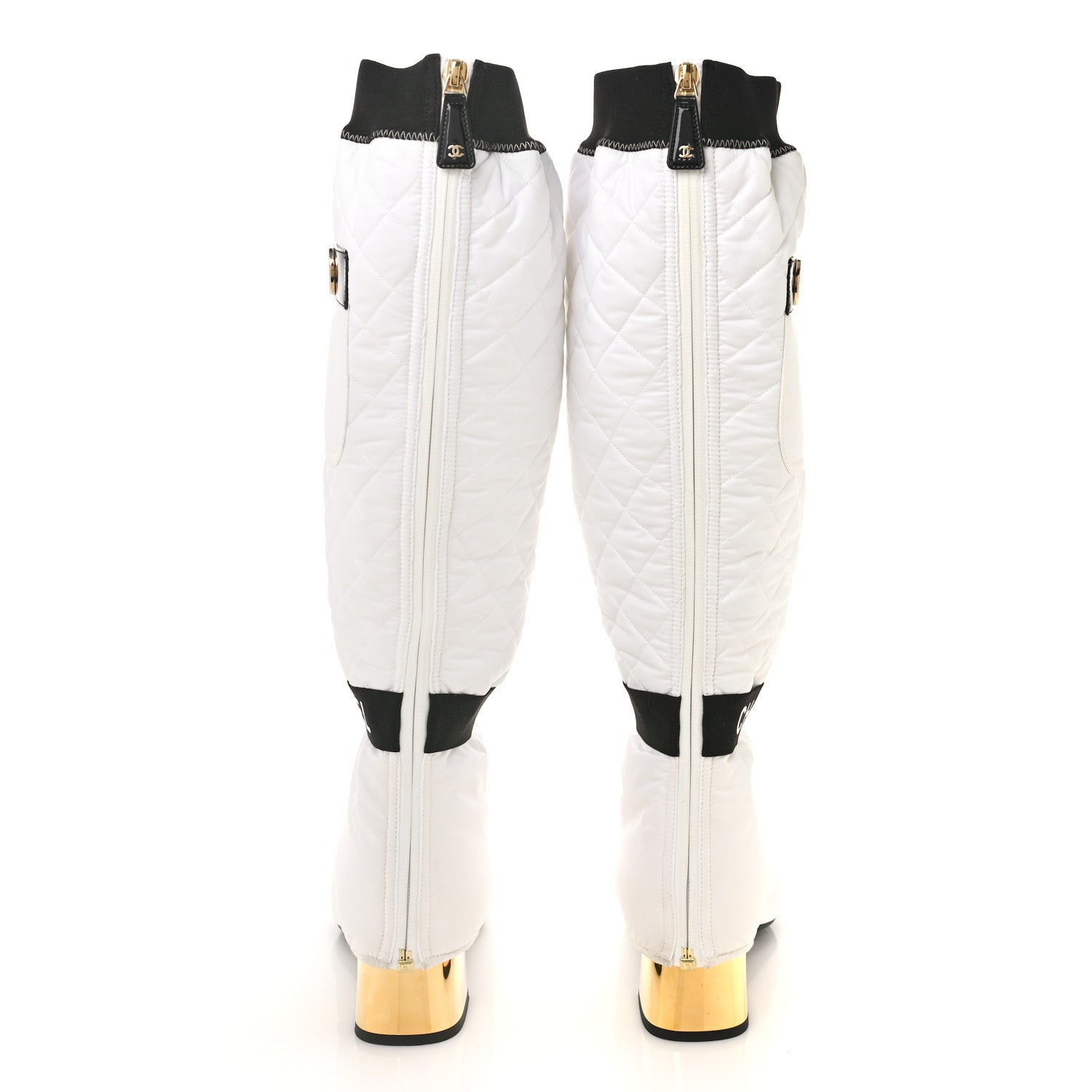 Chanel Mixed Fibers Lambskin Patent Calfskin Convertible High Boots 39 White 5 of 9